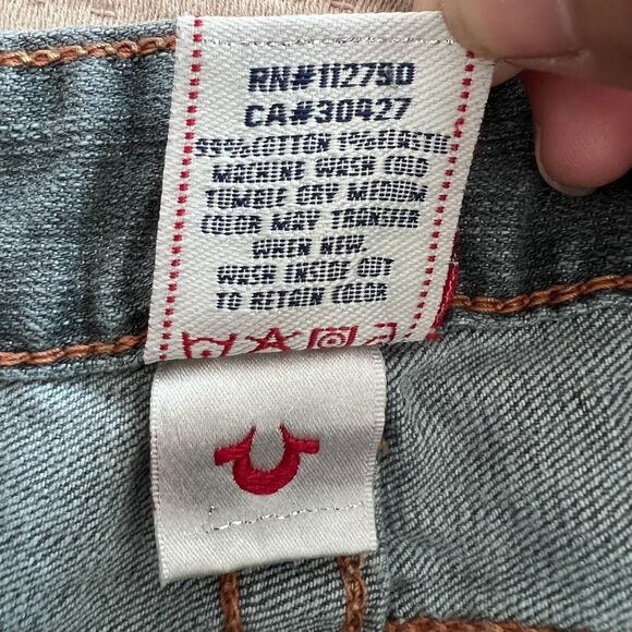 True Religion Jeans Womens 27 Gray Billy Row Seat Distressed Skinny USA Denim - Picture 11 of 16